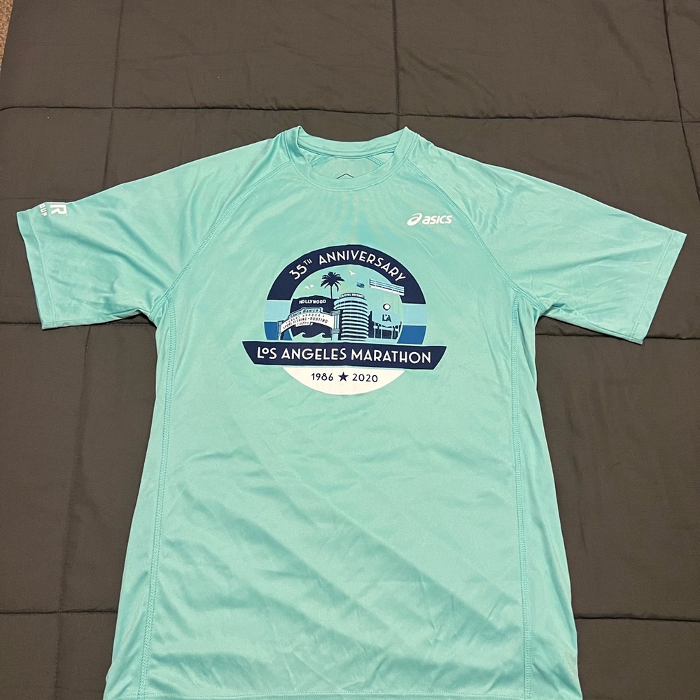 ASICS Men's 35th Anniversary LA Marathon shirt - Aqua